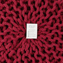 REDEARTH Round Pouf Ottoman - Hand Knitted Cable Boho Poof - Foot Stool Bean Bag - Home Décor Stuffed Footrest for Living Room - Nursery - Bedroom - 100% Cotton Poufs (19.5"x19.5"x14") - Red by CozyNest Decor
