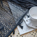 Sutuo Home Black Boho Curtain 84 Inches Length, Sheer Crochet Lace Handmade Tassels Knitted Window Treatment Vintage Rustic Bohemian Farmhouse Drape for Bedroom Rod Pocket 1 Panel 59" W x 84" L by CozyNest Decor