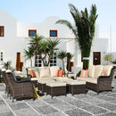 ovios 8 Pieces Patio Furniture Set, Outdoor Wicker Sofas with 2 Chairs, 4 Ottomans and Comfy Cushions, All Weather High Back Couch Set for Deck Porch, Brown Rattan, Beige by GreenHaven Gardens