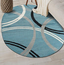Rugshop Modern Wavy Circles Design Oval Area Rug 5' x 7' Blue by TinyTreasures Baby Boutique