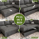 85 Inch Modular Sectional Sofa with Pull Out Bed,L Shaped 5 Seat Sectional Sleeper Sofa with Storage,Sectional Couches for Living Room,Cloud Modular Couch,Removable Sofa Cover,Dark Grey by CozyNest Decor