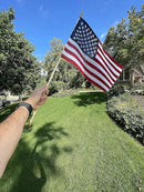 American Flags on Stick - Handheld Spearhead US Flag for 4th of July, Memorial Day Event Decorations - Patriotic Decor for Indoors & Yard - Wooden Stick, Cotton Fabric (12" X 18" - 144 Pack) by GreenHaven Gardens