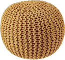 REDEARTH · Round Pouf Ottoman - Hand Knitted Cable Boho Poof Home Décor Pouffe Circular Footrest for Living Room - Bedroom - Lounge - Nursery - 100% Cotton Poufs (19.5"x19.5"x14") - Mustard by CozyNest Decor