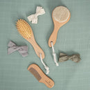 Natural Baby Hair Brush Set with Boho Bag - Goat Hair Cradle Cap Brush, Toddler Brush and Comb - Scalp Grooming Baby Hairbrush for Newborn and Infant, Wooden Brushes for Boys and Girls by TinyTreasures Baby Boutique