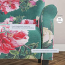 BELLEZE Modern Accent Chair, High Back Armchair, Upholstered Wingback Side Chair, Padded Single Sofa with Wooden Legs for Living Room, Bedroom - Green & Flower by CozyNest Decor