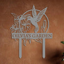 Custom Hummingbird Metal Garden Sign with Stakes, Bird Garden Decorations, Flower Design Personalized Garden Sign, Custom Garden Name Sign, Yard Decor, Home Gift by CozyNest Decor