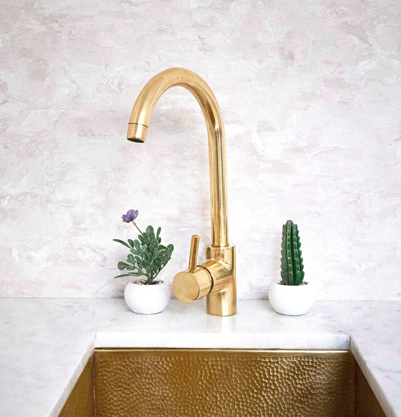 Elegant Unlacquered Brass Single-Hole Basin Faucet - BRASSMA