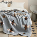 GobekUsa Kawaii Bee Pattern Cozy Blanket - Super Soft White Spot Edge Design