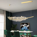 GobekUsa Leaf Chandelier: Golden Nordic LED Dining Room Fixture