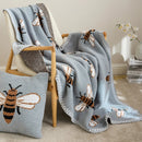 GobekUsa Kawaii Bee Pattern Cozy Blanket - Super Soft White Spot Edge Design