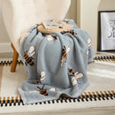 GobekUsa Kawaii Bee Pattern Cozy Blanket - Super Soft White Spot Edge Design