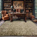 8x10 Tone on Tone Green Hand Knotted Transitional Tibetan Wool Oriental Area Rug