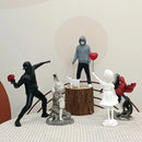 GobekUsa Banksy Sculpture Collection: Flower Thrower & Balloon Girl Figurines for Home & Office