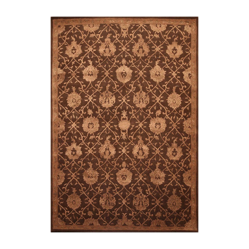 5'6" x 8'6" Handmade Wool & silk Oriental Area Rug Traditional Brown