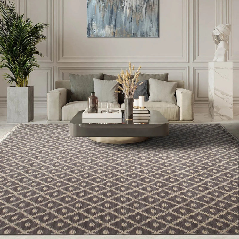 9' x 12' Hand knotted Oriental Area rug Wool full pile Modern Ikat Gray 9x12 ft