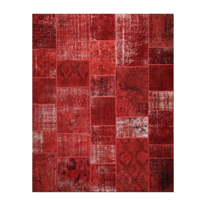 8'x10' Hand Knotted Wool Turkish Oriental over-dyed patchwork Area Rug 8x10 Red