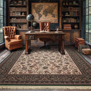 8x10 Cream, Rust Ashton European made dense 300 KPSI 100% Wool Persian Oriental Area Rug