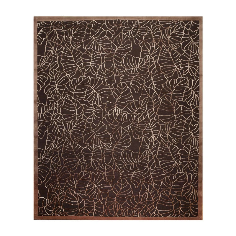 8'x10' Hand Knotted 200 KPSI extra dense pile Tibetan Wool & Silk area rug Brown