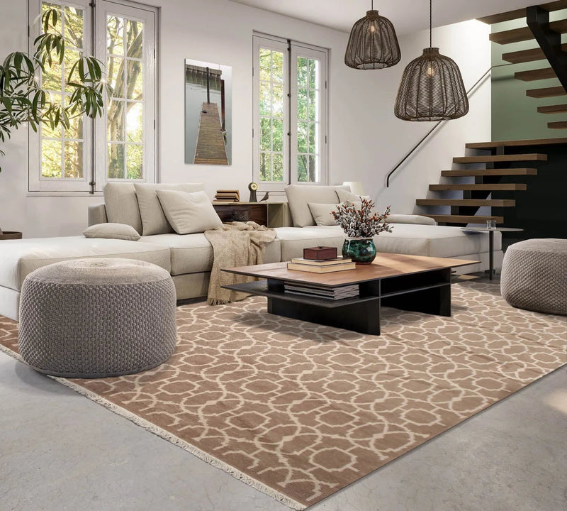 8' x 10' Hand Knotted Turkish Weave 100% wool area rug Taupe 8x10