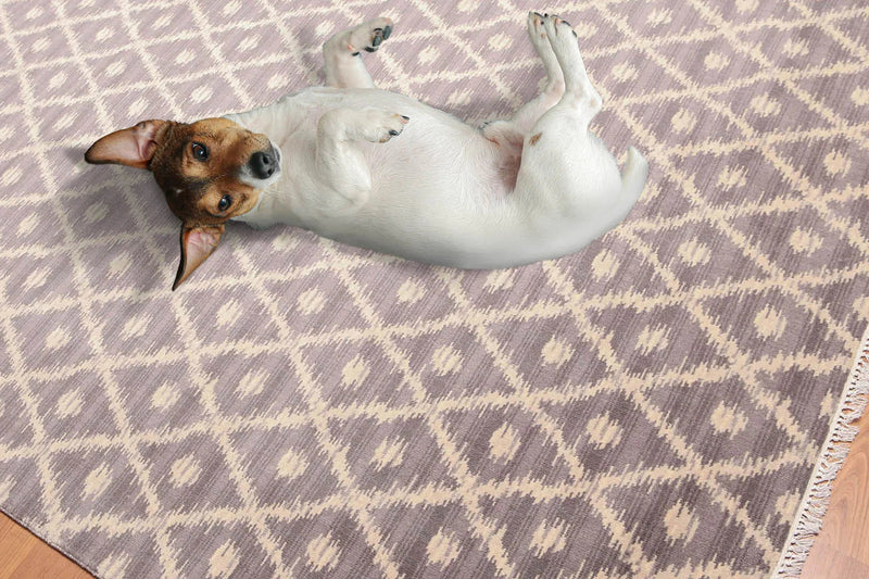 6' x 9' Hand Knotted IKAT design 100% Wool Area rug Gray