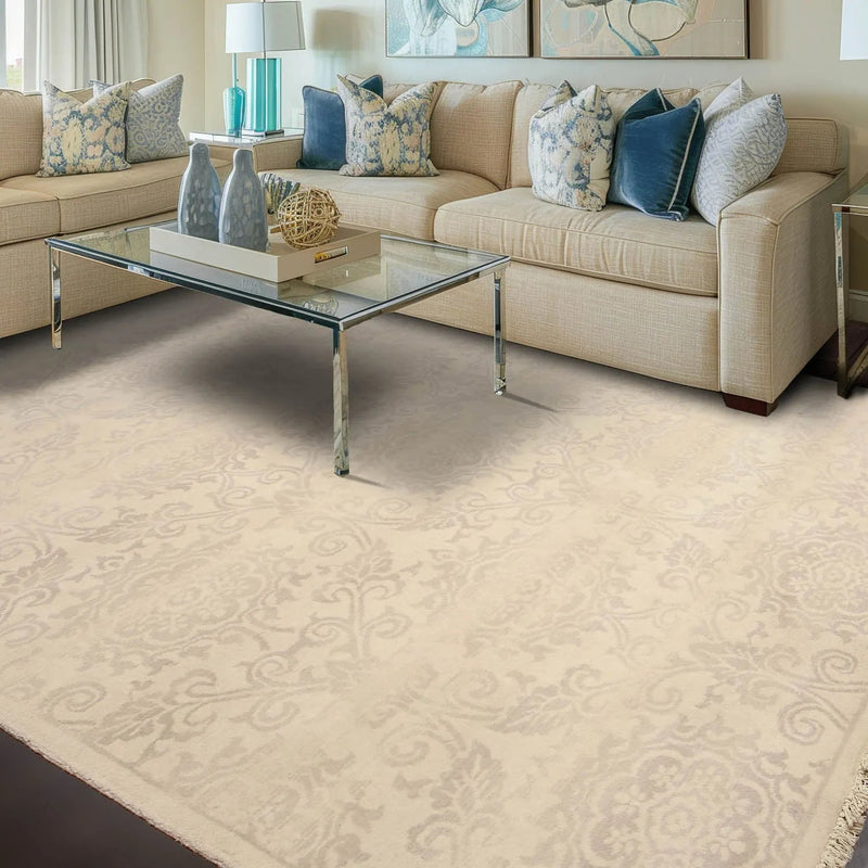 6' x 9' Hand Knotted Floral Traditional Oriental Wool Area rug Beige