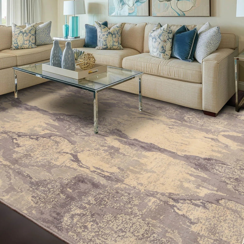 6' x 9' Hand Knotted Designer Grunge/Distress Look Wool Area rug Beige