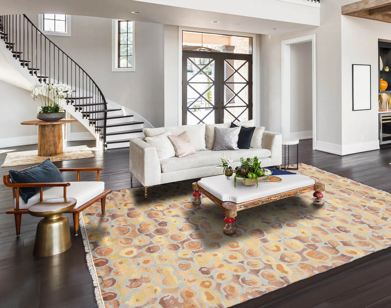 6' x 9' Designer Hand Knotted Modern 100% Wool Area rug Aqua