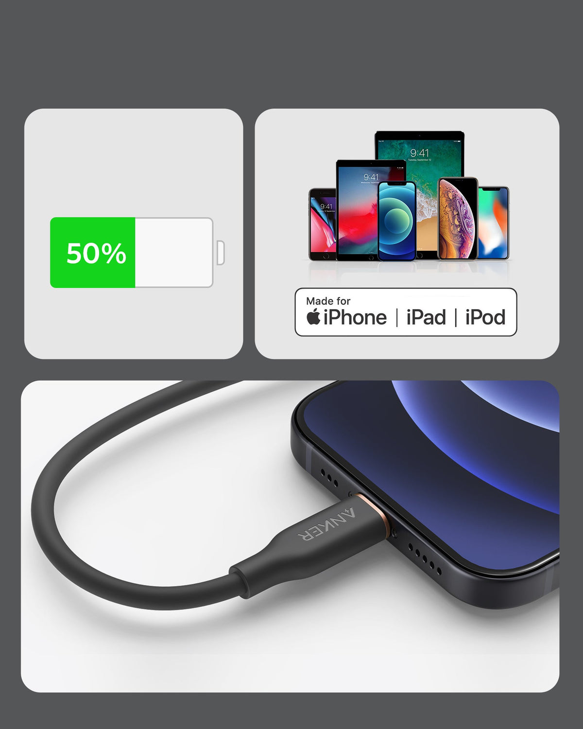 Anker <b>641</b> USB-C to Lightning Cable (Flow, 3 ft Silicone), photo 36 of 43