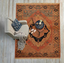 4'4''x6'4" Apricot Hand-Knotted Traditional Romanian Serapi 100% Wool Oriental Area Rug