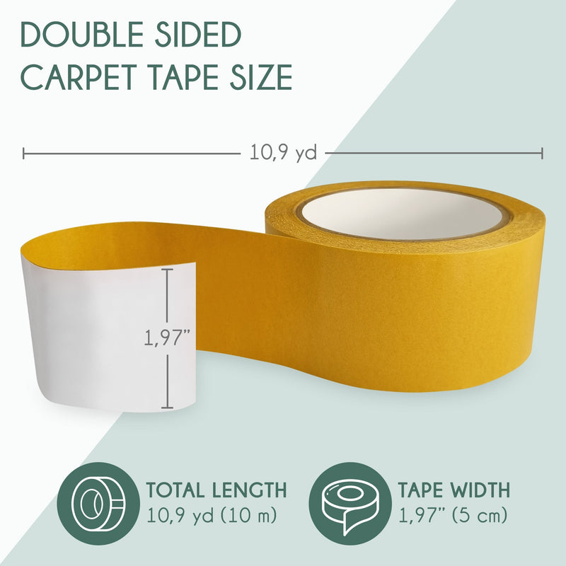 Sussexhome Double Sided Carpet Tape - 1.97”X10,9 yd Roll, White