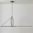 GobekUsa Art Line LED Chandelier Black Iron Pendant Light for Dining Kitchen Bar