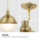 Aaron 12" 2-Light Gold Dimmable Island Pendant Light