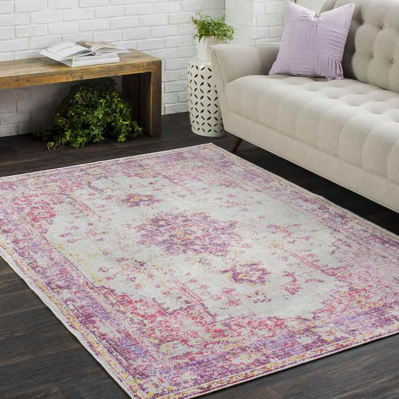 Everly Traditional Bright Pink Area Rug