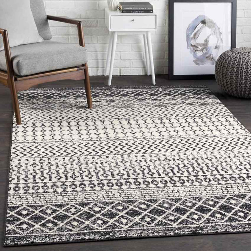 Louise Global Black/White Area Rug