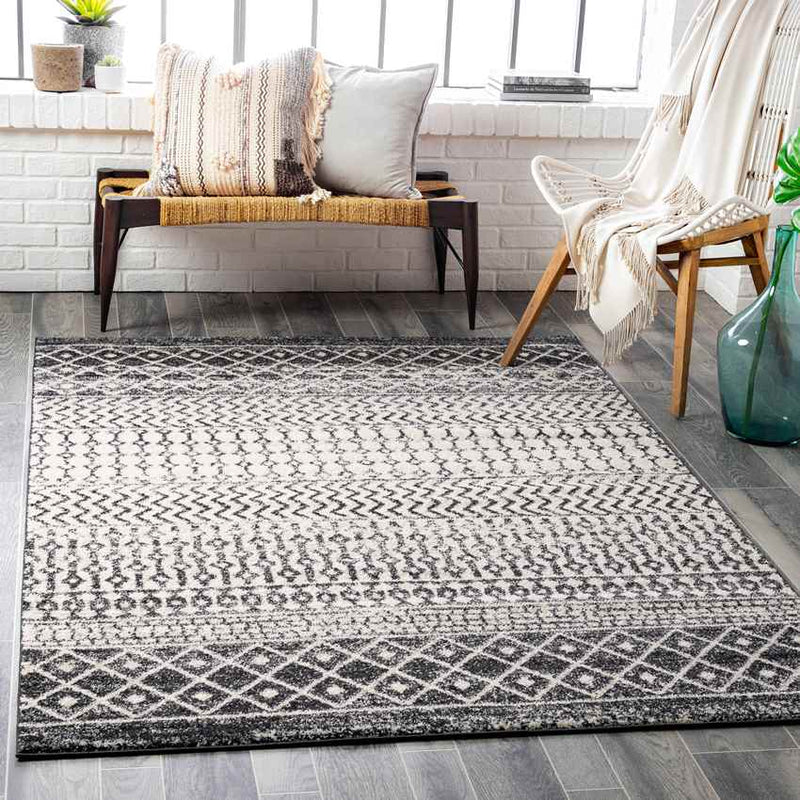 Louise Global Black/White Area Rug