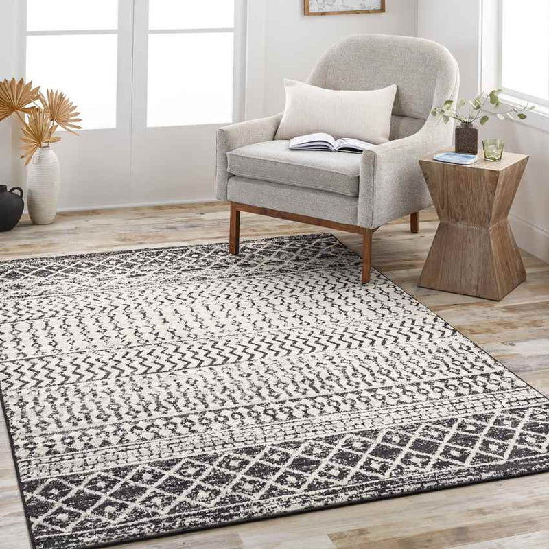 Louise Global Black/White Area Rug