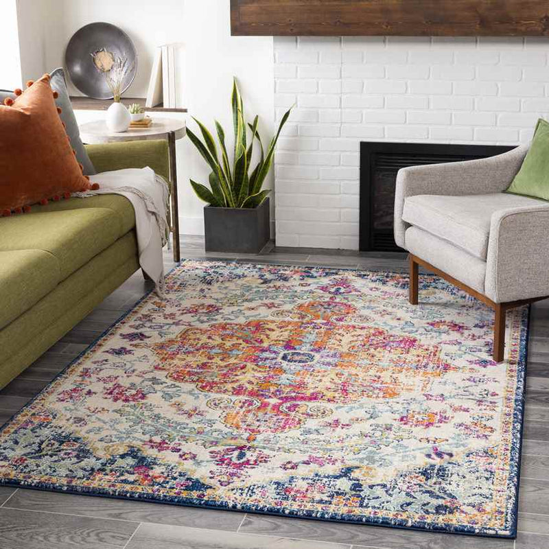 Olivia Traditional Saffron/Navy Area Rug