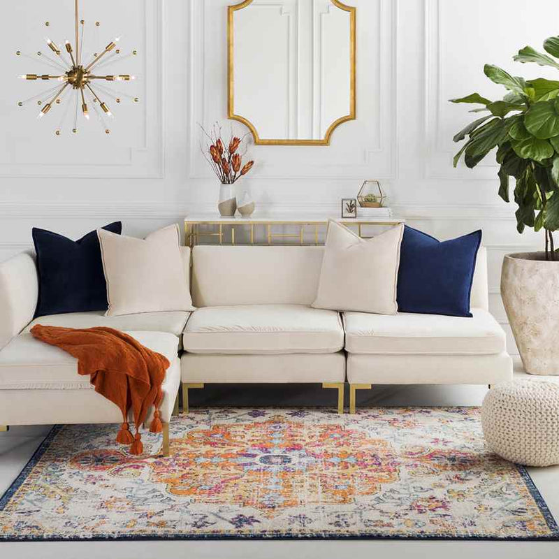 Olivia Traditional Saffron/Navy Area Rug