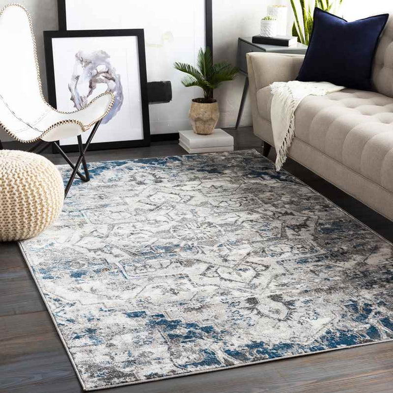 Angelo Traditional Ivory/Blue Area Rug