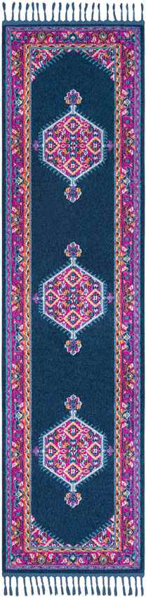 Brenna Traditional Navy Pink Area Rug