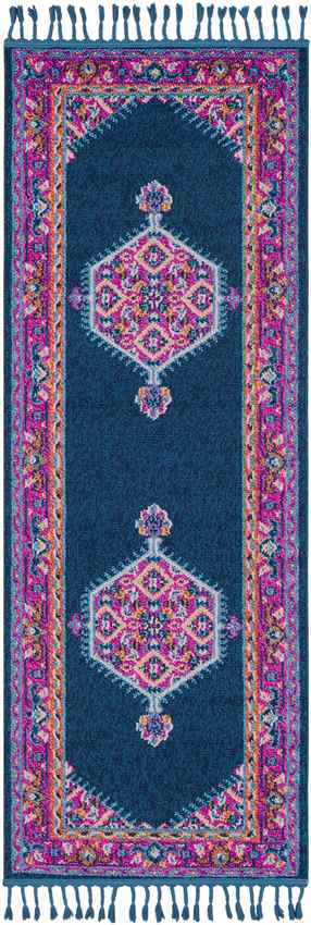 Brenna Traditional Navy Pink Area Rug