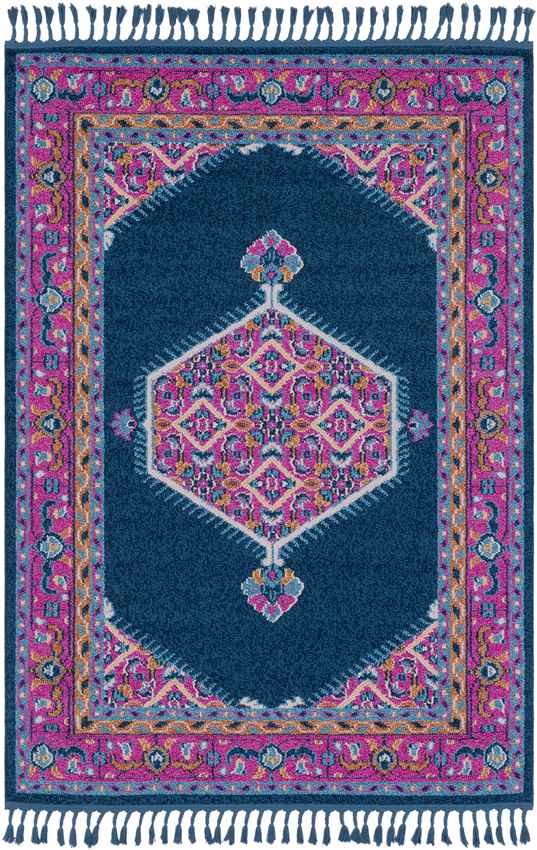 Brenna Traditional Navy Pink Area Rug