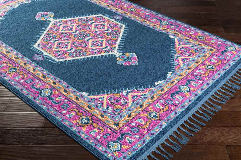 Brenna Traditional Navy Pink Area Rug