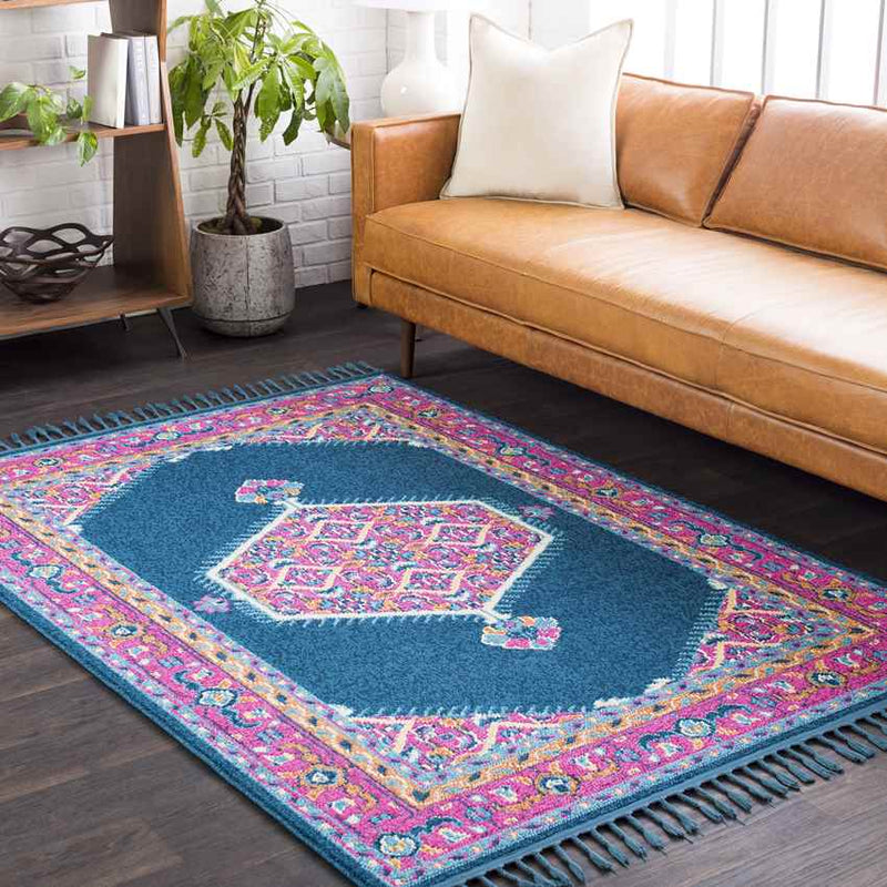 Brenna Traditional Navy Pink Area Rug