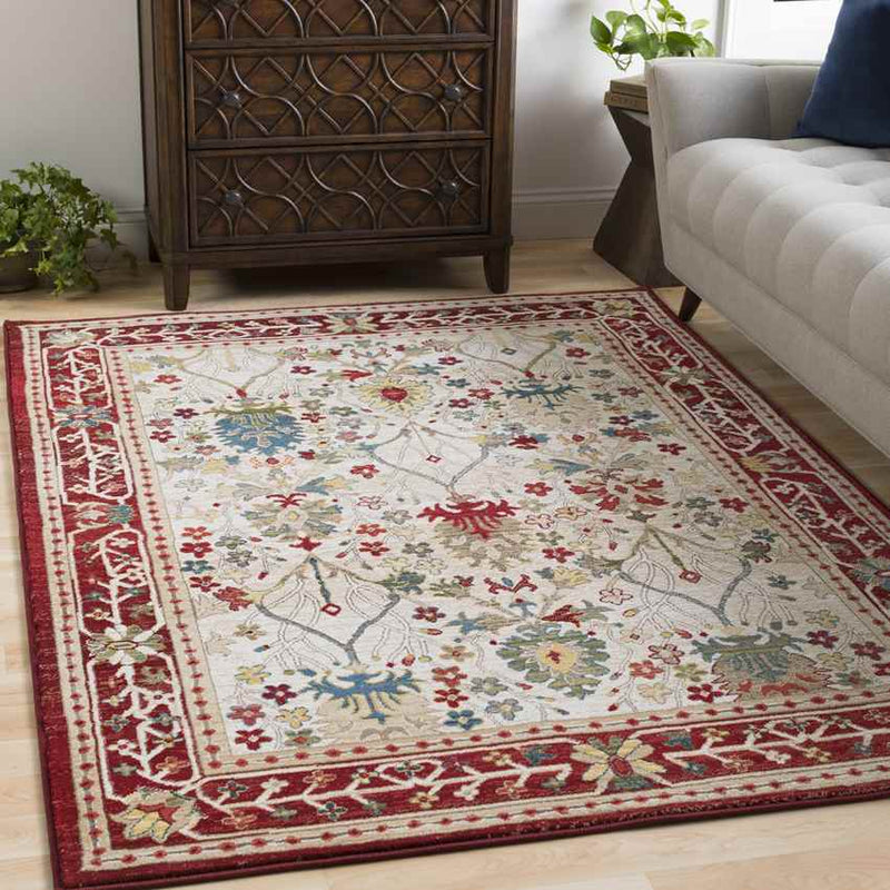 Aaden Traditional Cream Red Area Rug