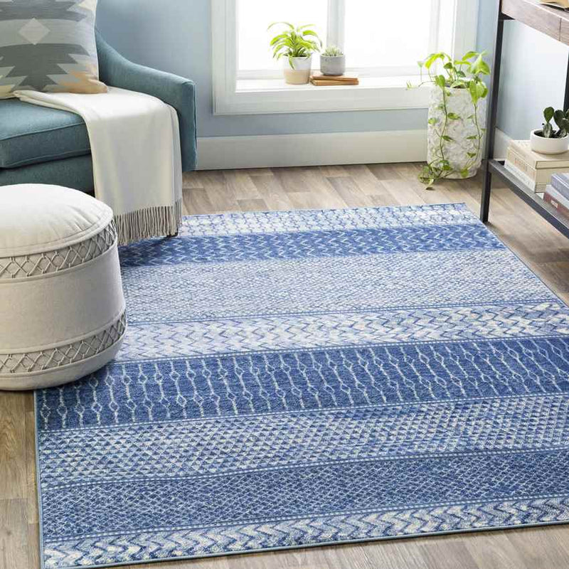 Angelica Global Bright Blue Area Rug