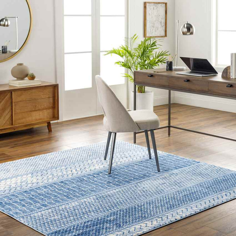 Angelica Global Bright Blue Area Rug