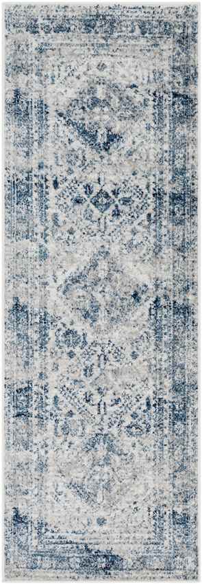 Jules Traditional Sky Blue/Light Gray/White/Navy Area Rug