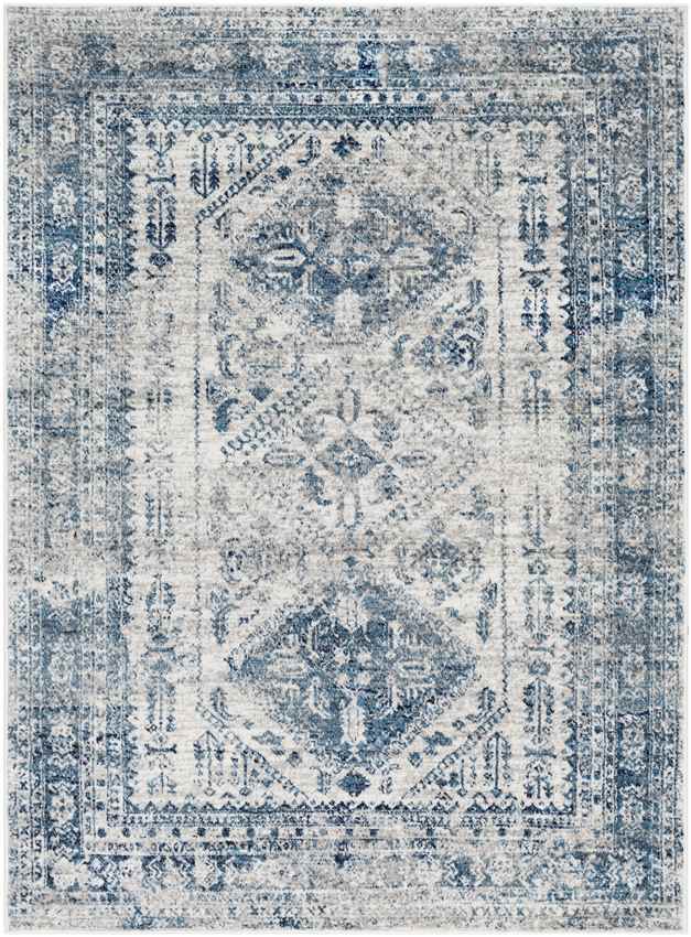 Jules Traditional Sky Blue/Light Gray/White/Navy Area Rug