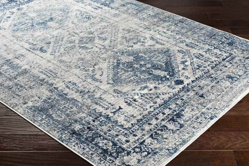 Jules Traditional Sky Blue/Light Gray/White/Navy Area Rug